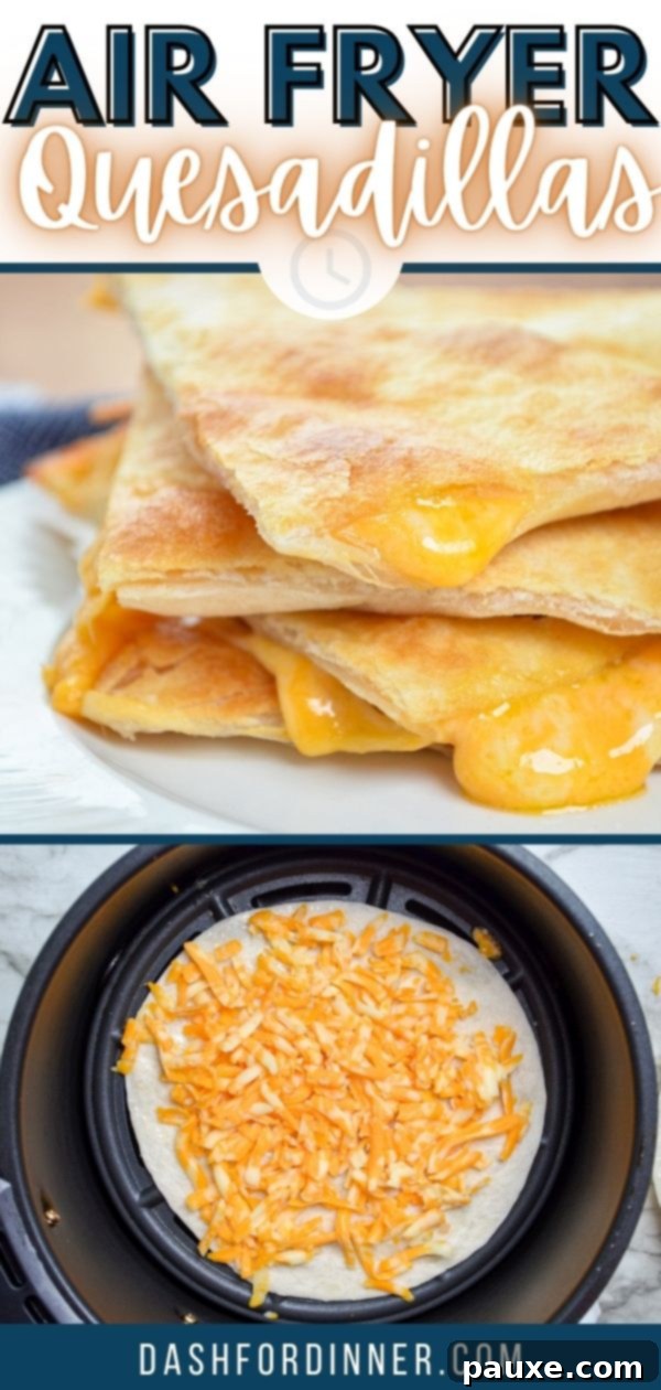 Air Fryer Quesadillas served with dipping sauces and toppings.