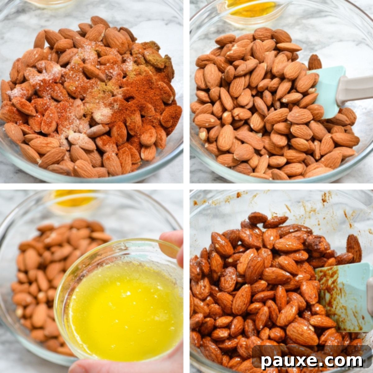 Crispy Golden Air Fryer Almonds 4 how to make roasted almonds in the air fryer, step by step.
