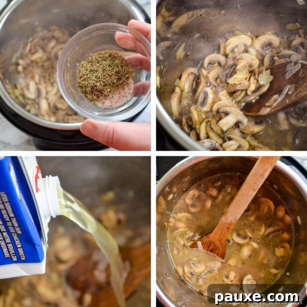 Instant Pot Creamy Mushroom Comfort 6 How to saute mushrooms in an Instant Pot for soup.