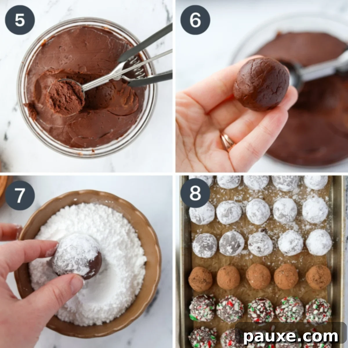 Refreshing Peppermint Truffles 7 Forming balls from chilled melted chocolate.