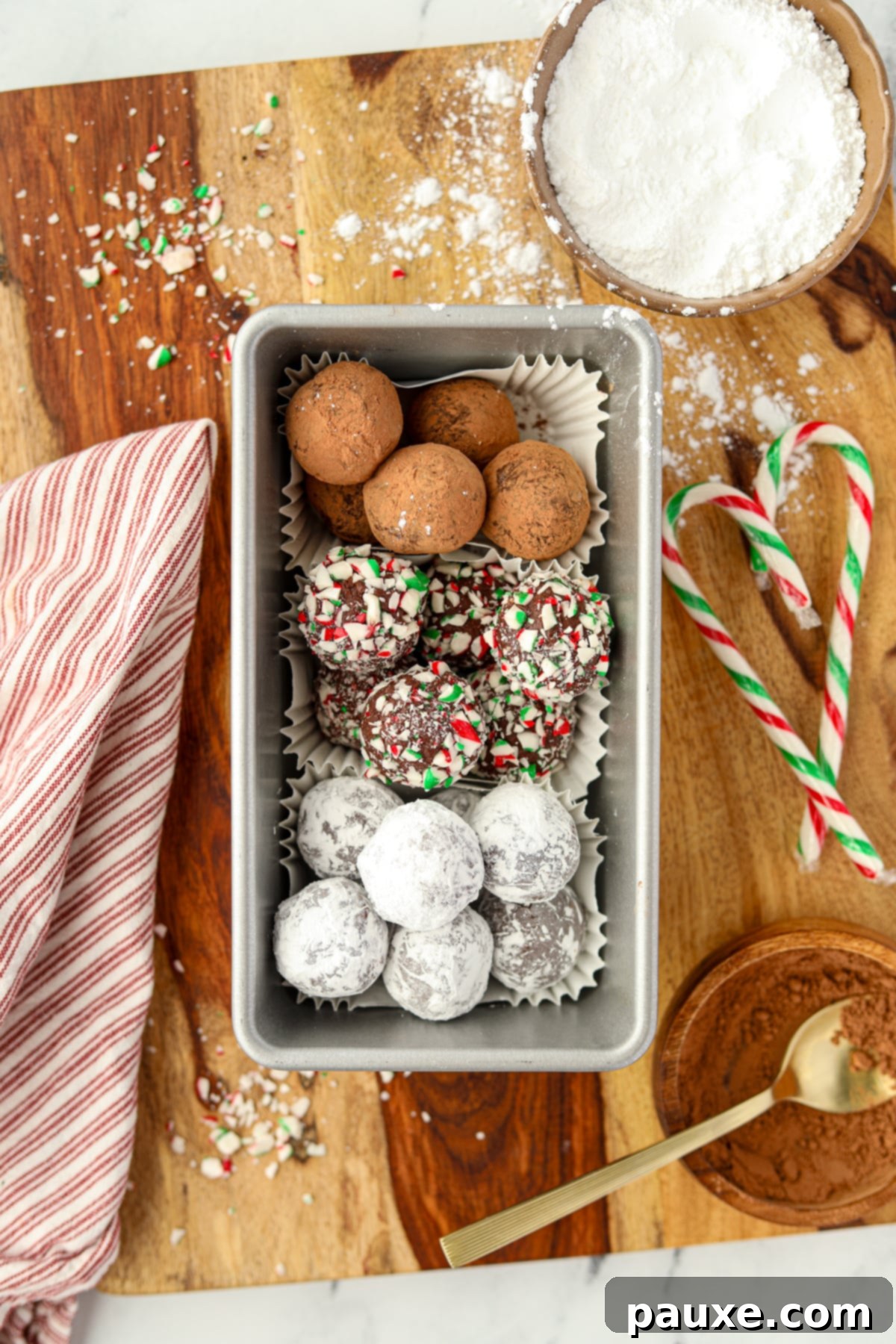 Refreshing Peppermint Truffles 10 A loaf pan filled with peppermint truffles.