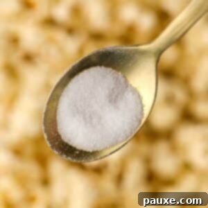 Artisan Popcorn Dust 10 A golden spoon filled with fine salt.