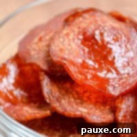 Air Fried Crispy Pepperoni 12 A close up of pepperoni chips made in an air fryer.