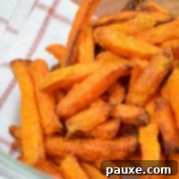 Crispy Air Fryer Sweet Potato Fries 8 A bowl of cooked sweet potato fries.
