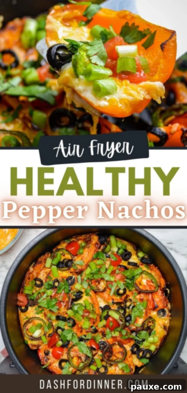 Loaded Air Fryer Mini Bell Pepper Nachos 9 A full air fryer basket of mini pepper nachos, ready to be served.