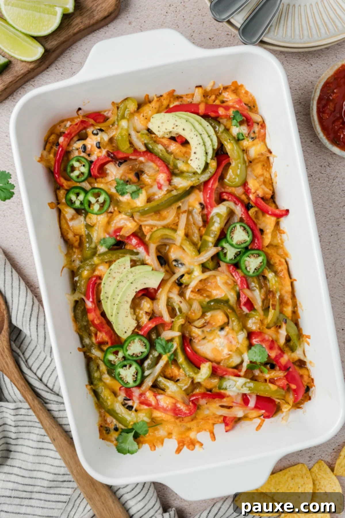 Delicious Chicken Fajita Casserole ready to serve