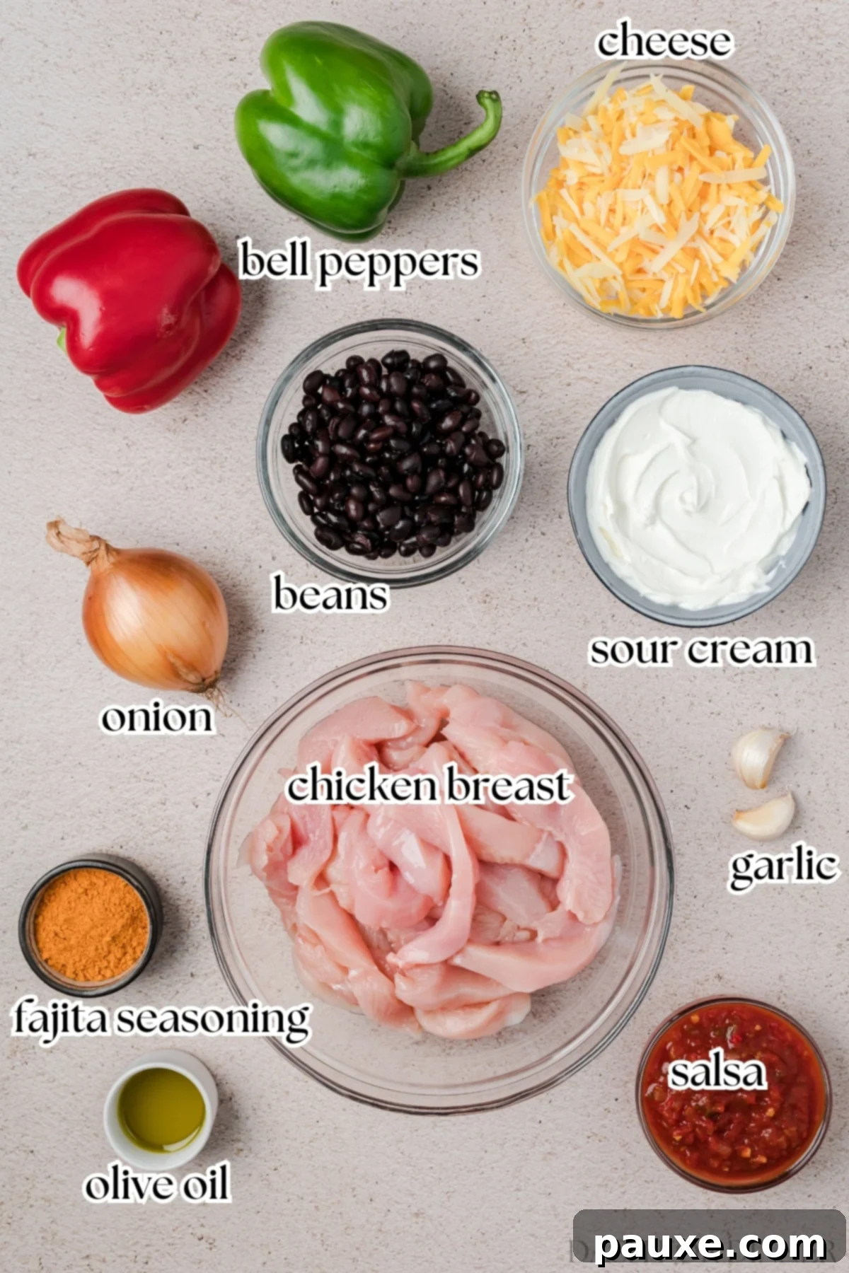 Ingredients for Chicken Fajita Casserole