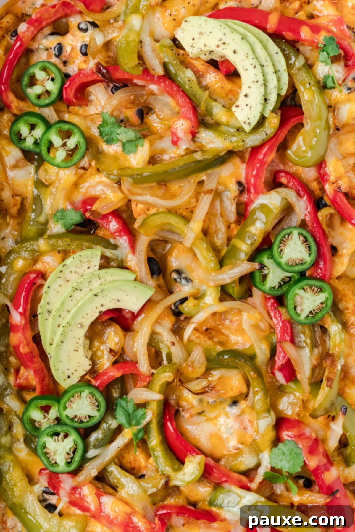 Close up of Chicken Fajita Casserole