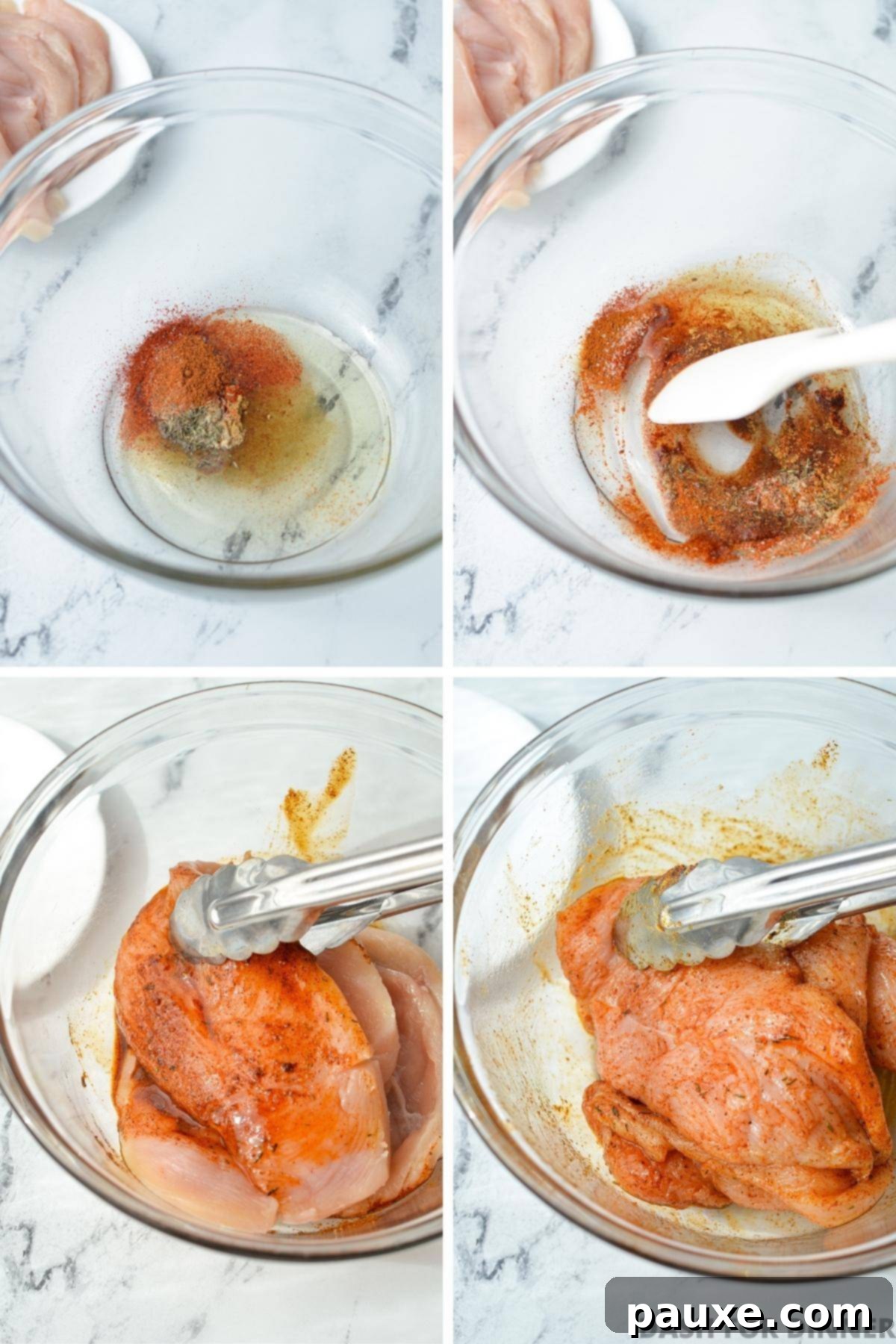 Crispy Air-Fried Blackened Chicken 4 Whisking together oil and seasonings for blackened chicken.