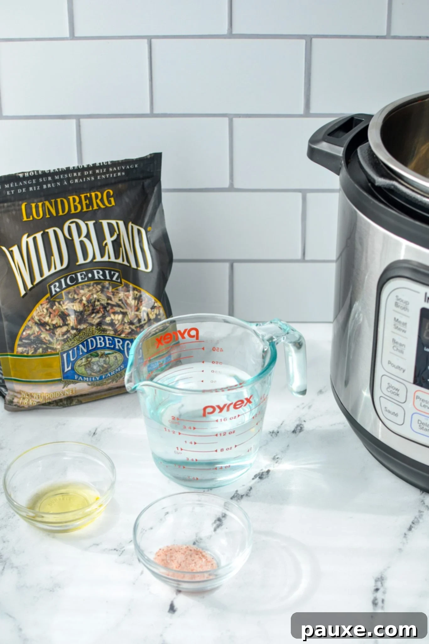 Perfect Instant Pot Wild Rice Medley 3 The essential ingredients for Instant Pot wild rice: wild rice blend, water, salt, and avocado oil.