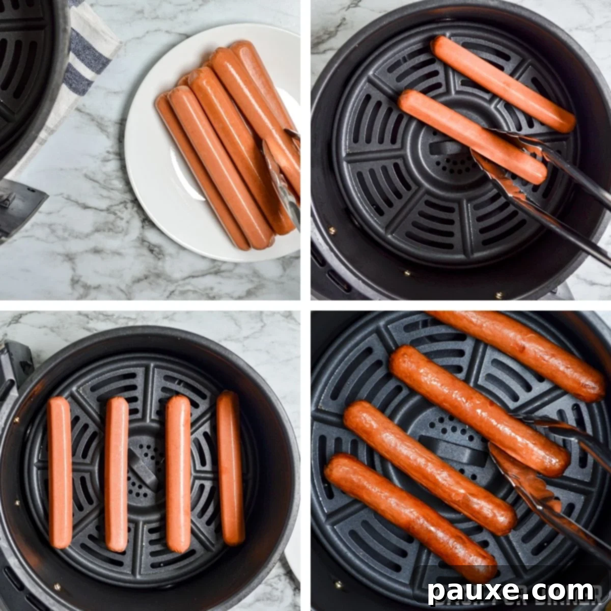 Crispy Air Fryer Hot Dogs and Toasted Buns 5 how to make hot dogs in the air fryer.