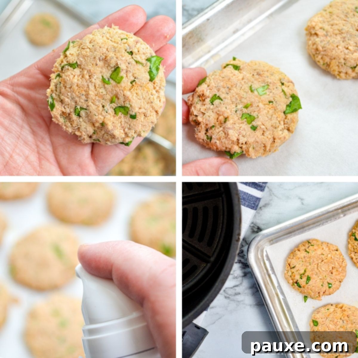 Crispy Air Fryer Salmon Cakes 7 How to form salmon patties.