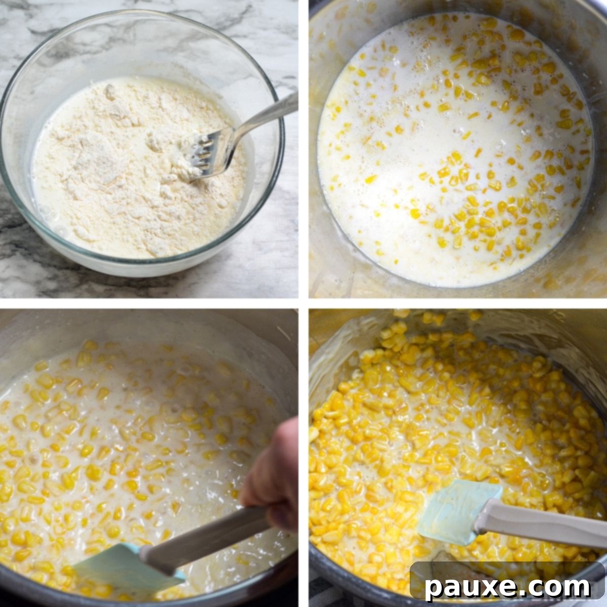 How to thicken Instant Pot creamed corn using heavy cream and flour.
