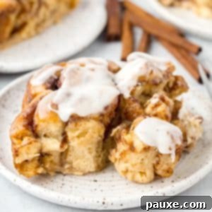 Gooey Cinnamon Bliss Bake 16 A square of cinnamon roll casserole