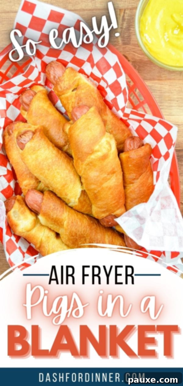 Air Fryer Pigs in a Crispy Blanket 11 A collection of air fryer pigs in a blanket stacked on a plate, ready for serving.