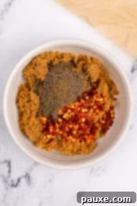 Decadent Glazed Bacon 14 A small bowl with brown sugar, crushed chilies, and black pepper.