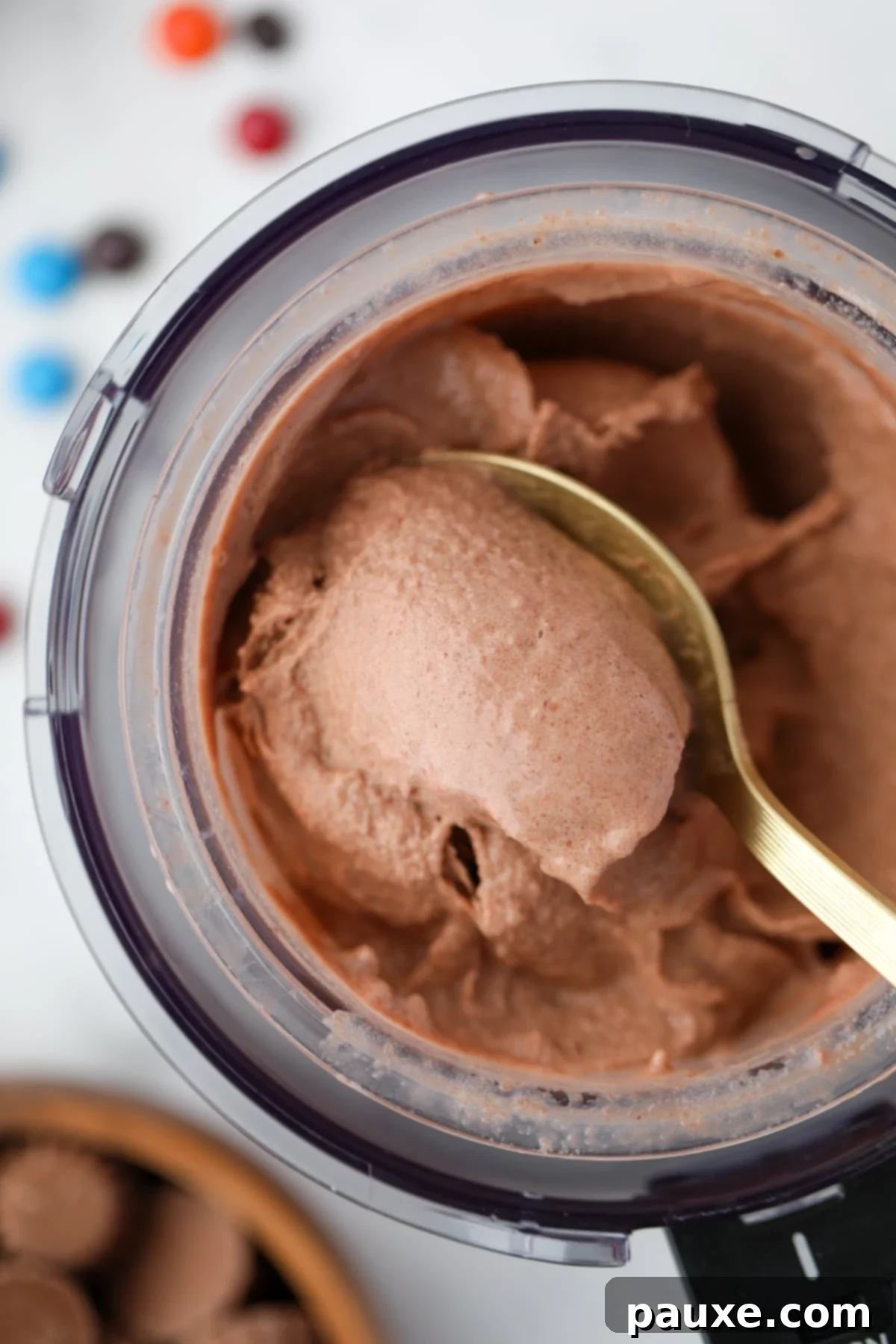 Ninja Creami Chocolate Protein Dream 7 Scooping soft Ninja Creami chocolate protein ice cream